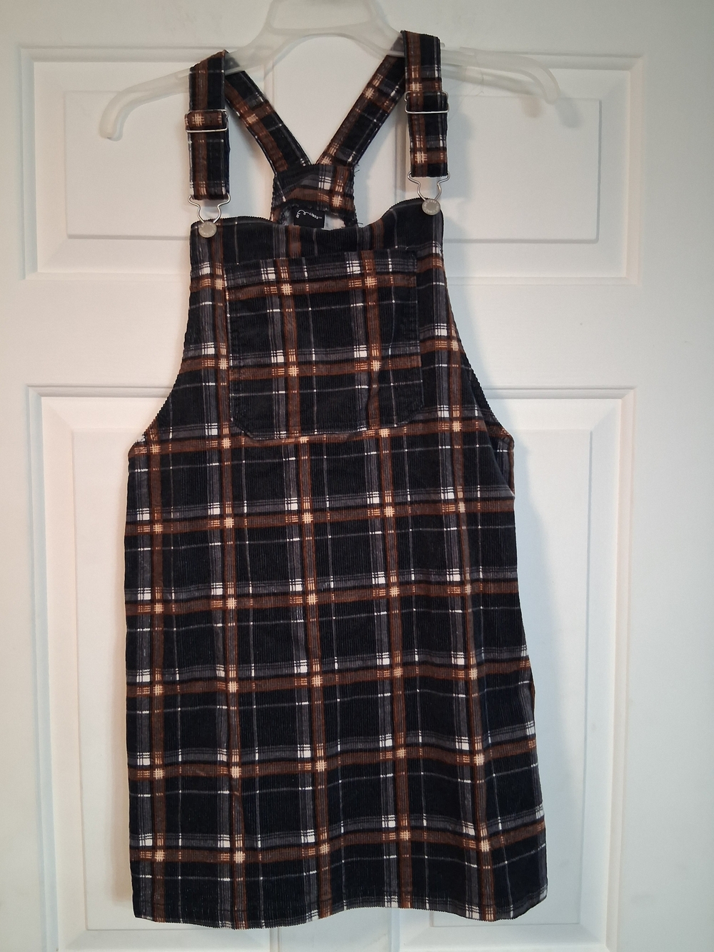art class Black & Brown Plaid Corduroy Pinafore Dress XL 14/16
